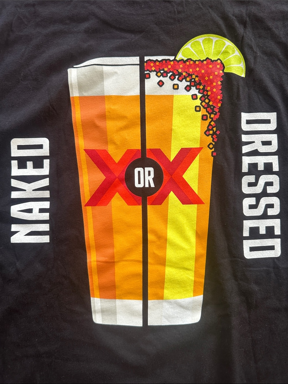 Naked or Dressed Beer Graphic Tee - Yellow & Orange XL